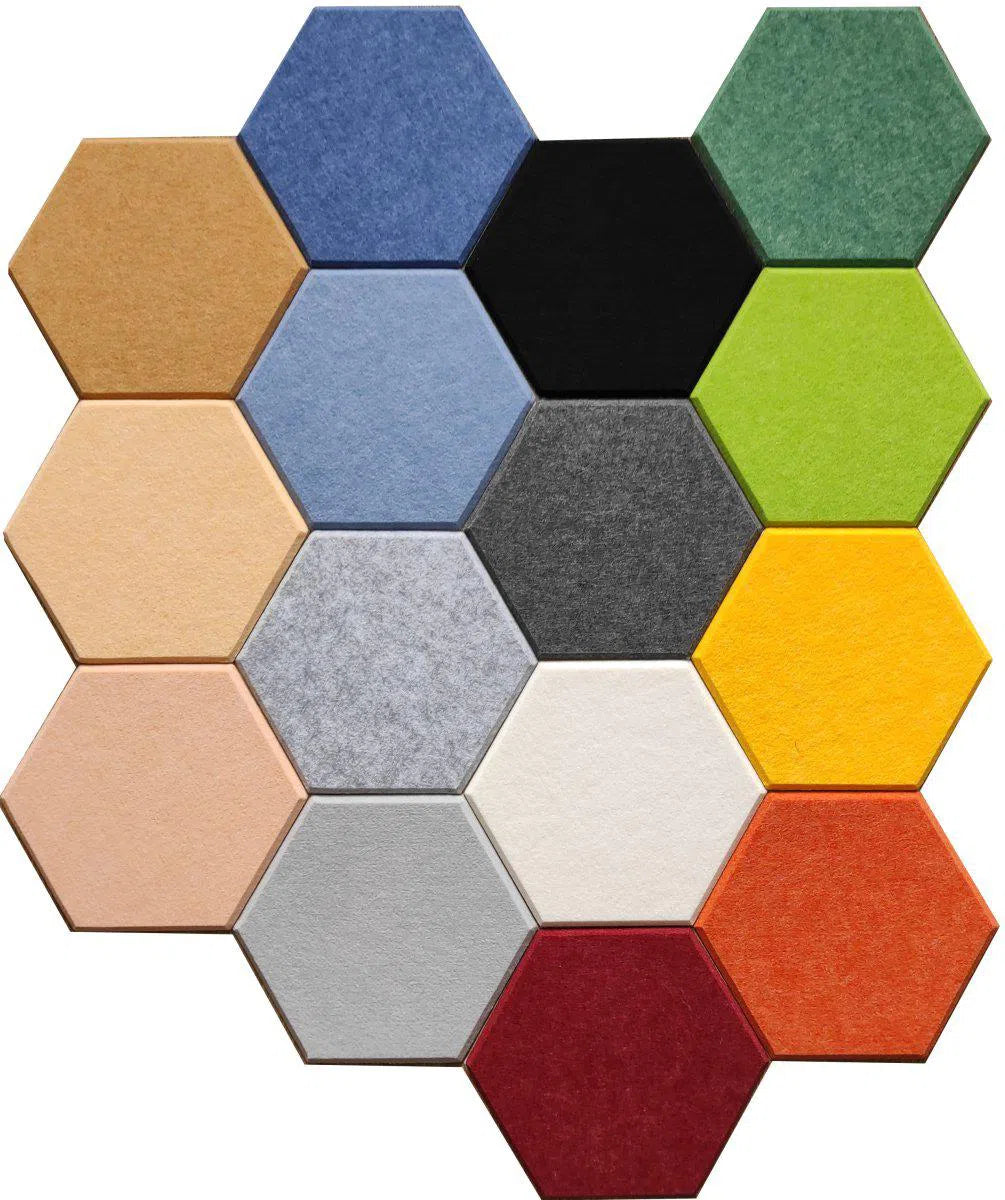 HEXA Acoustic 3D Felt PET Wall Panels multiple colour variants on white background BLACK DecorMania.eu